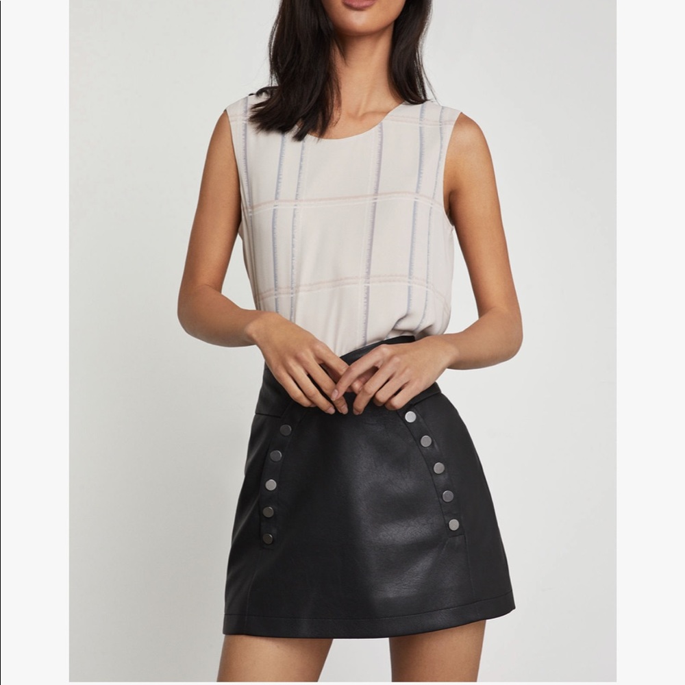 Bcbgmaxazria Pleather Button Front Miniskirt - image 1